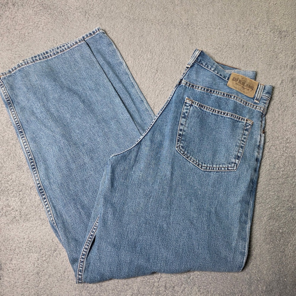Gap Mens 33x34 Wide Leg Jeans Blue Medium Wash Baggy Vintage 03/01 6276
